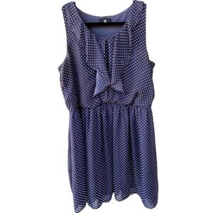 Iz Byer Navy Polka Dot Sleeveless Dress
